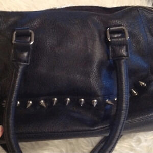 BCBG RARE leather shoulder bag read ***Black Studded Leather Handbag